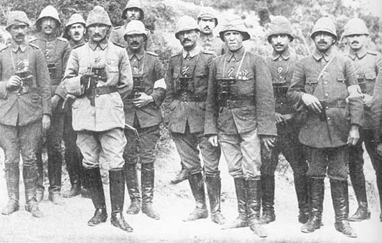 Mustafa Kemal, Commander of the Suvla Group with his staff
